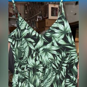 H&M Divided Collection Tropical Green Leaf Print Maxi Dress